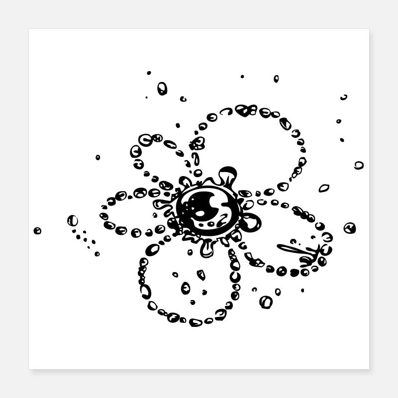 Fleur de gouttes d'eau Poster 40 x 40 cm
