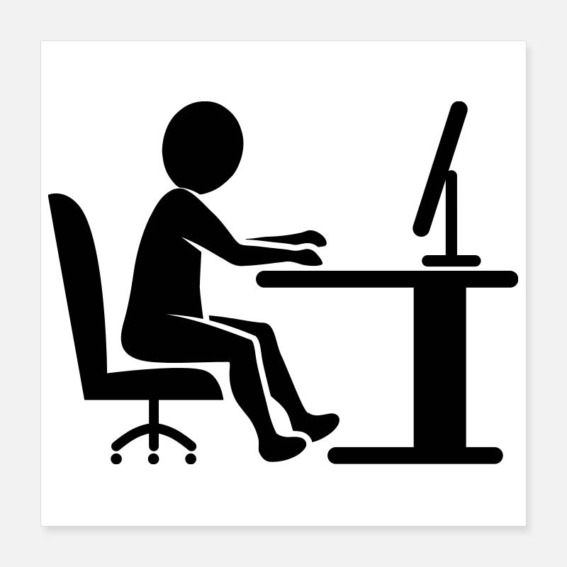 Icon desk work / black and white Poster 16" x 16" (40x40 cm)