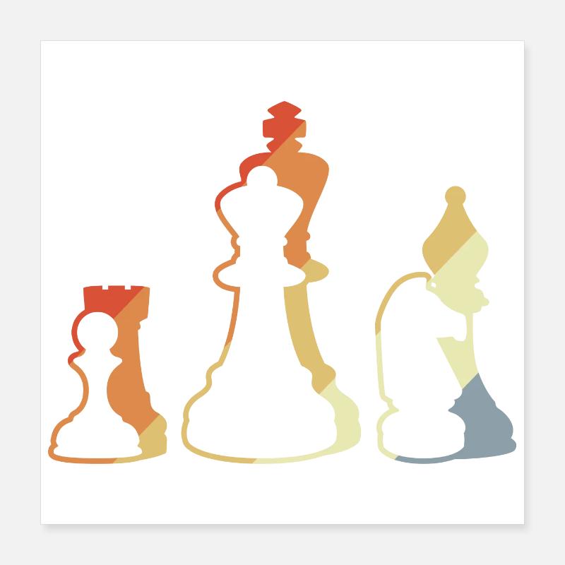 Jeu d’échecs rétro Poster 40 x 40 cm