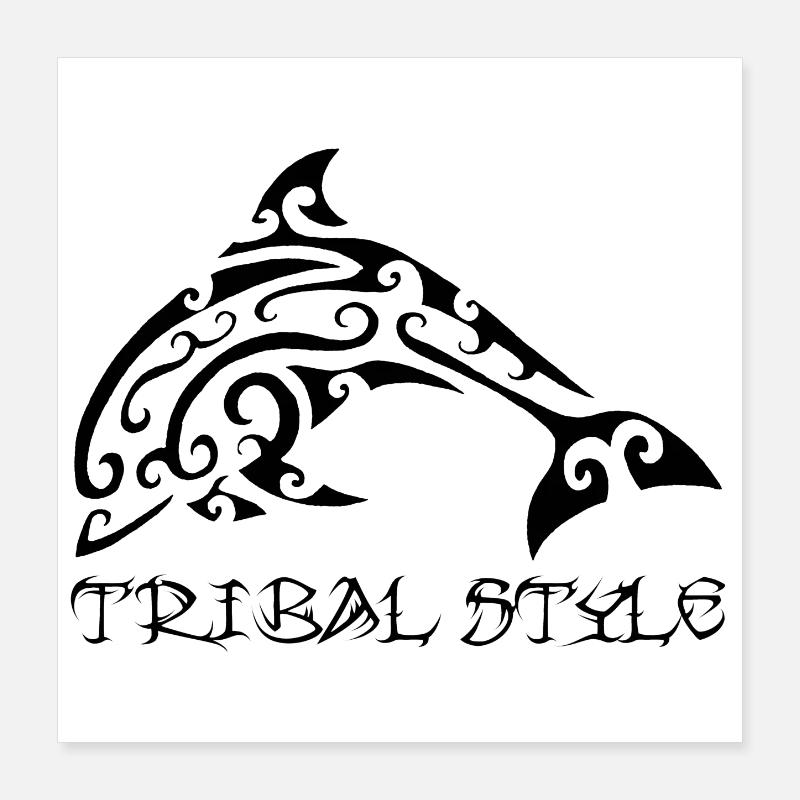 Polynesian black dolphin Poster 16" x 16" (40x40 cm)