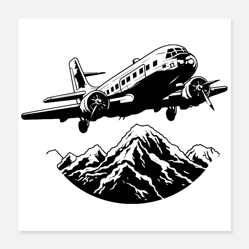 Flugzeug Grafik Poster 40x40 cm