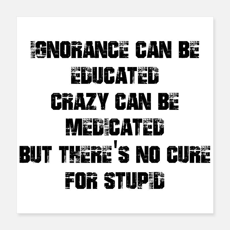 Ignorance can be educated crazy can be medicated Poster 40x40 cm