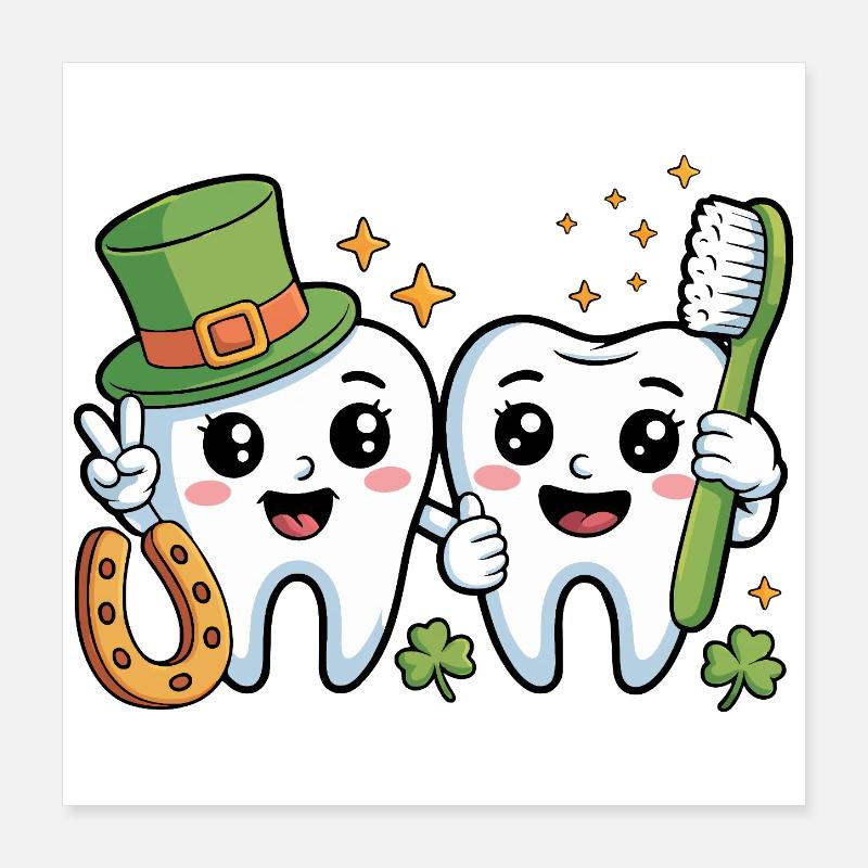 Drôle de dentiste St Patricks Day Poster 40 x 40 cm