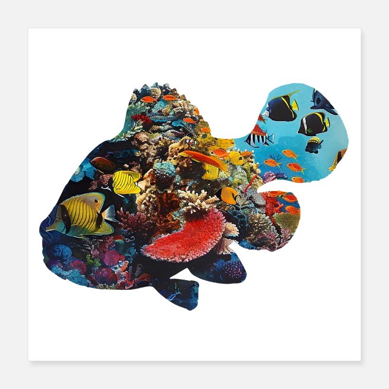 Underwater in the coral reef as a fish Poster 16" x 16" (40x40 cm)