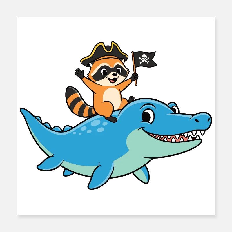 Nur ein Junge, der den Mosasaurus-Waschbären liebt Poster 40x40 cm