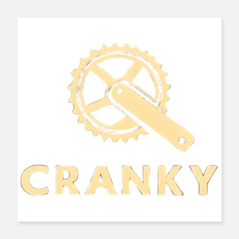 Grumpy Cranky Bicycle Crank Motif Poster 16" x 16" (40x40 cm)