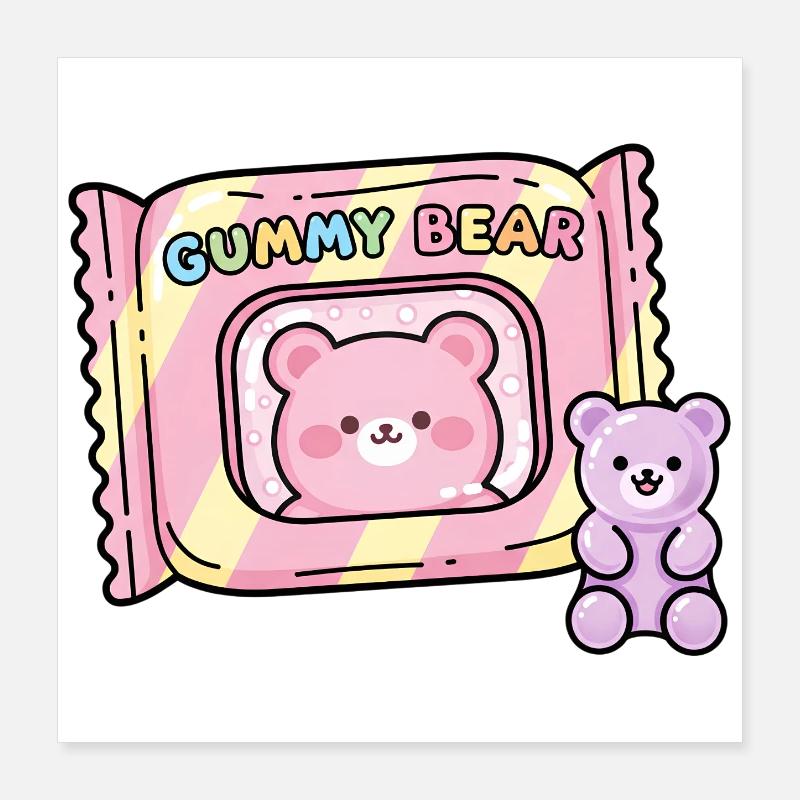 Gummy Bear Candy Pop Illustration Poster 40x40 cm