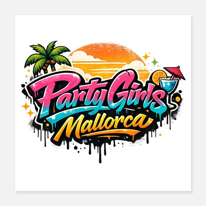 Mallorca Party Girls Graffiti Poster 40x40 cm