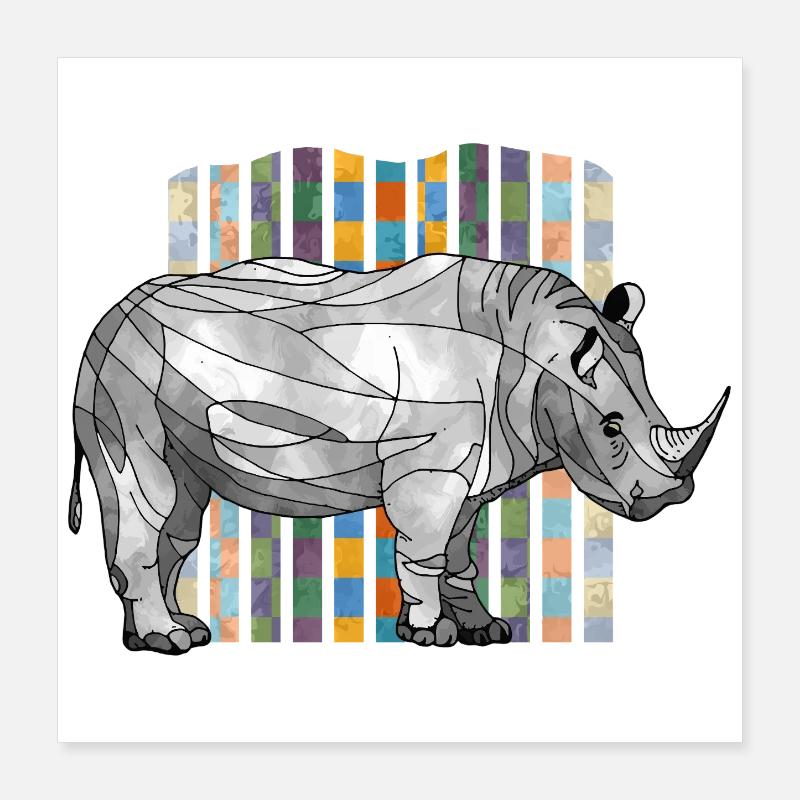 rhinocéros Poster 40 x 40 cm