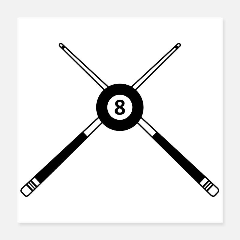 Billes de huit croisées des bâtons de billard Poster 40 x 40 cm