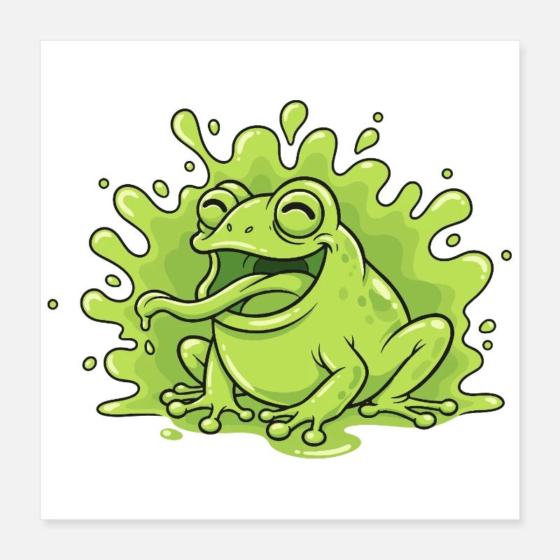 Cheerful Frog in Slime Splash Poster 16" x 16" (40x40 cm)
