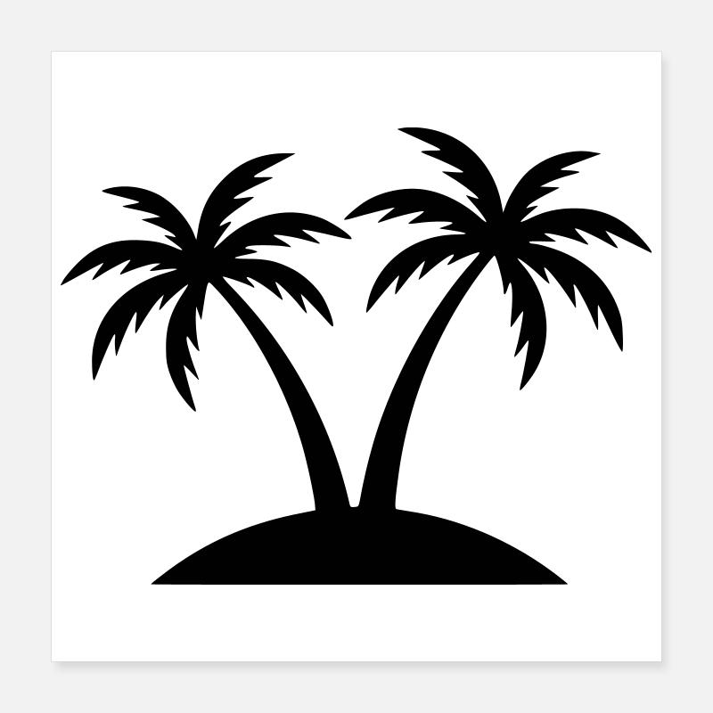 Silhouette de la plage de Palm Trees Island Poster 40 x 40 cm