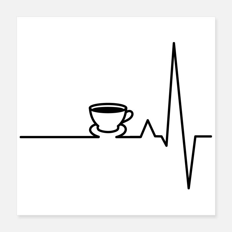 EKG Kaffee Herzschlag Poster 40x40 cm