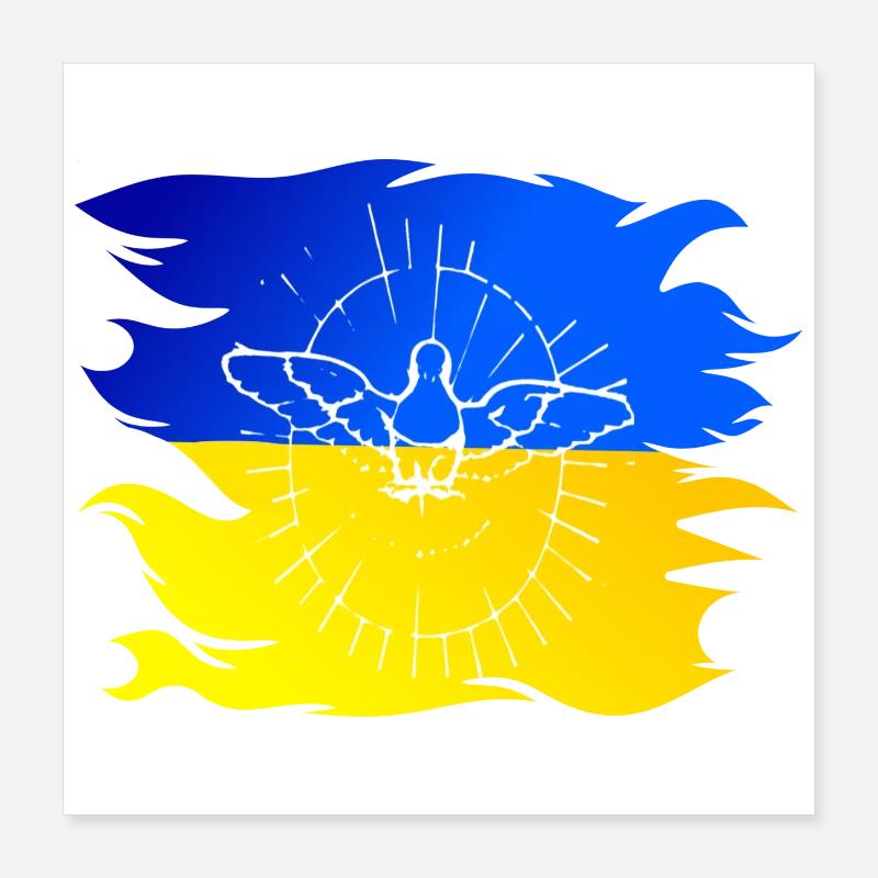 Drapeau de l’Ukraine avec colombe de la paix Poster 40 x 40 cm