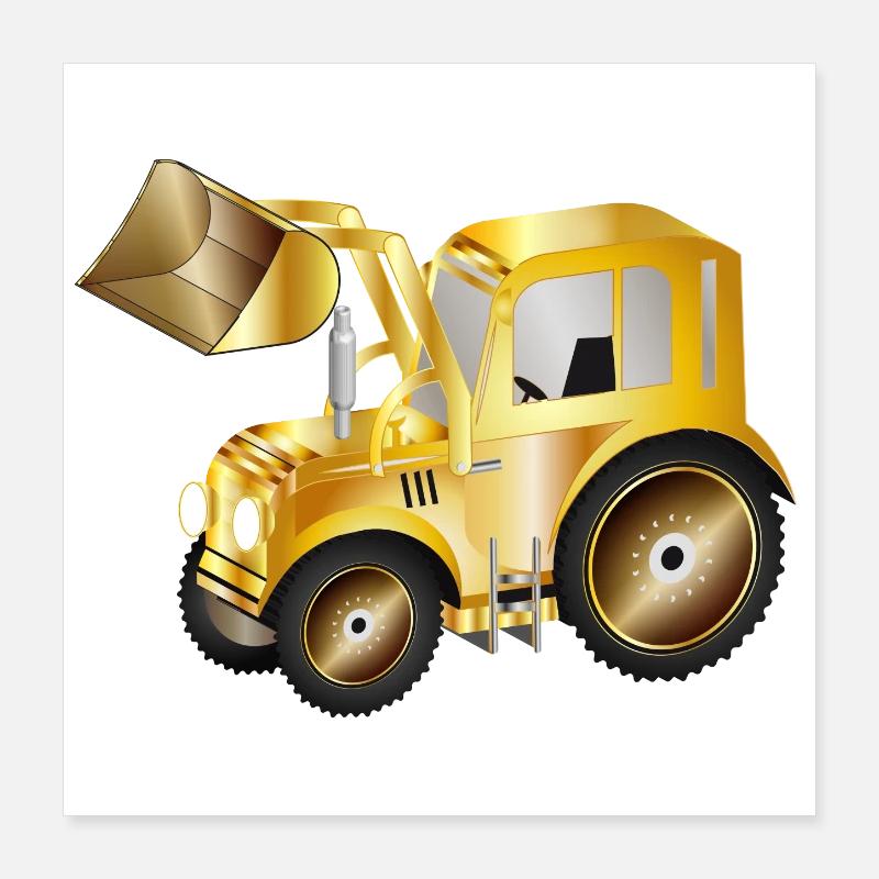Tractor front loader in gold colors for tractor fans Poster 16" x 16" (40x40 cm)