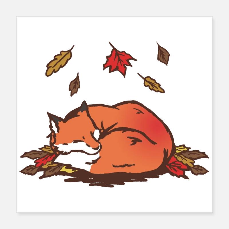 Ruhiger Herbstfuchs Illustration Poster 40x40 cm
