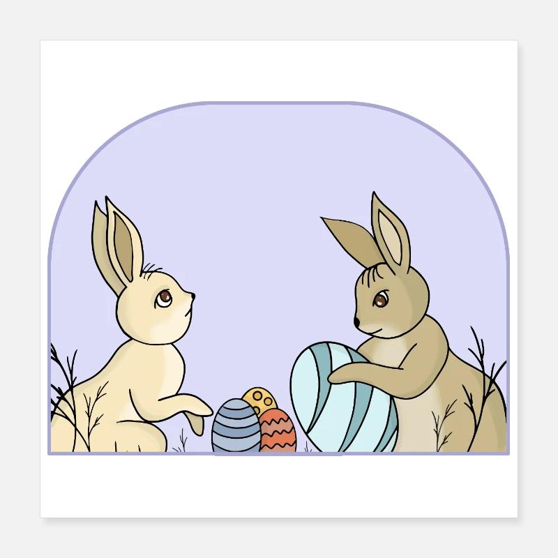 Süße Hasen mit Eiern Poster 40x40 cm