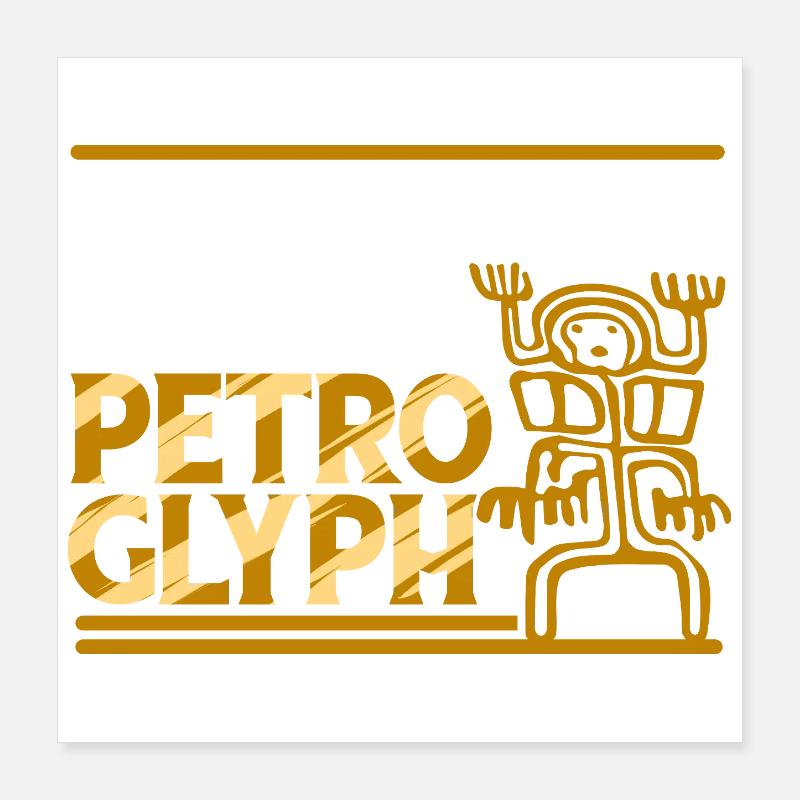 Petroglyphe Petroglyphen Piktogramme Poster 40x40 cm