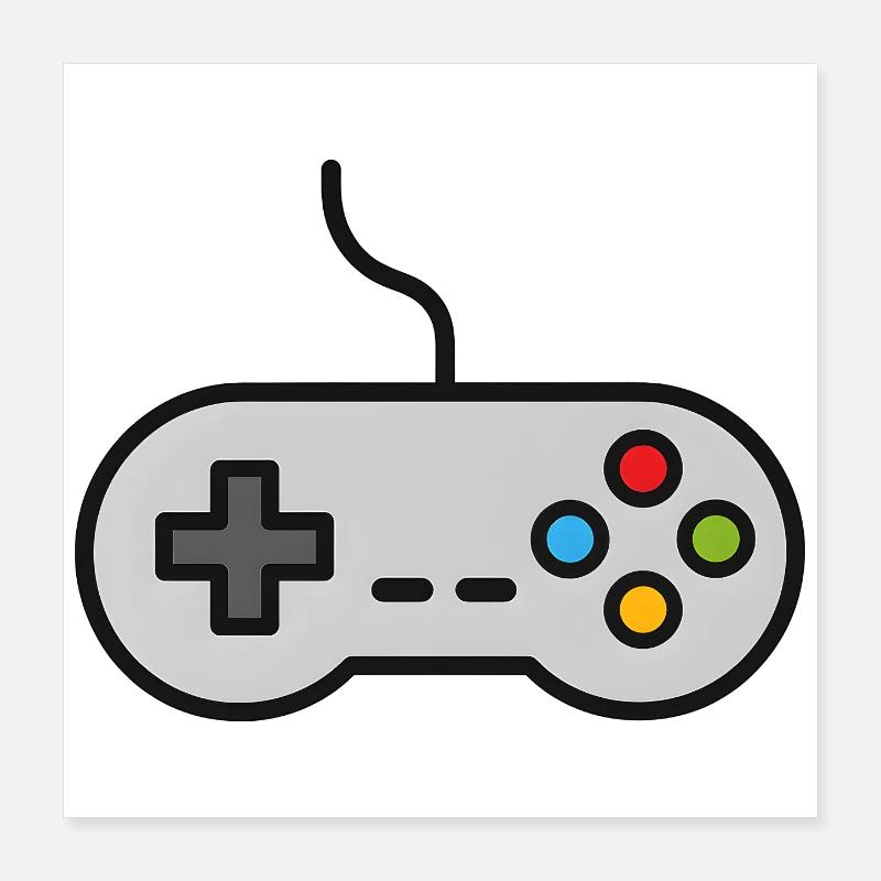 Retro Control Silhouette Gamer Game Console Poster 16" x 16" (40x40 cm)