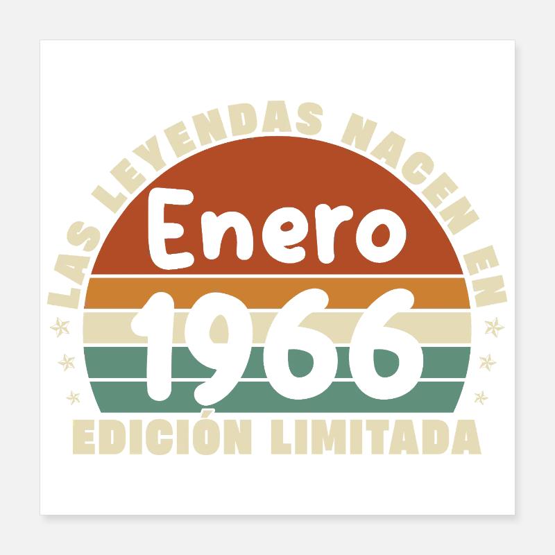 Janvier 1966 anniversaire de 60 ans Poster 40 x 40 cm