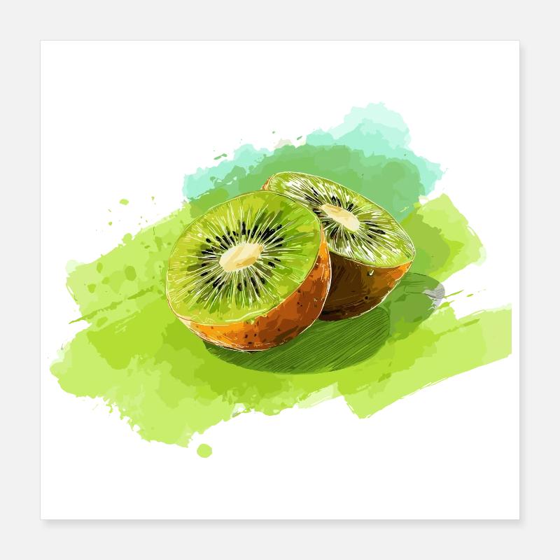 Éclaboussure Aquarelle Kiwi Poster 40 x 40 cm