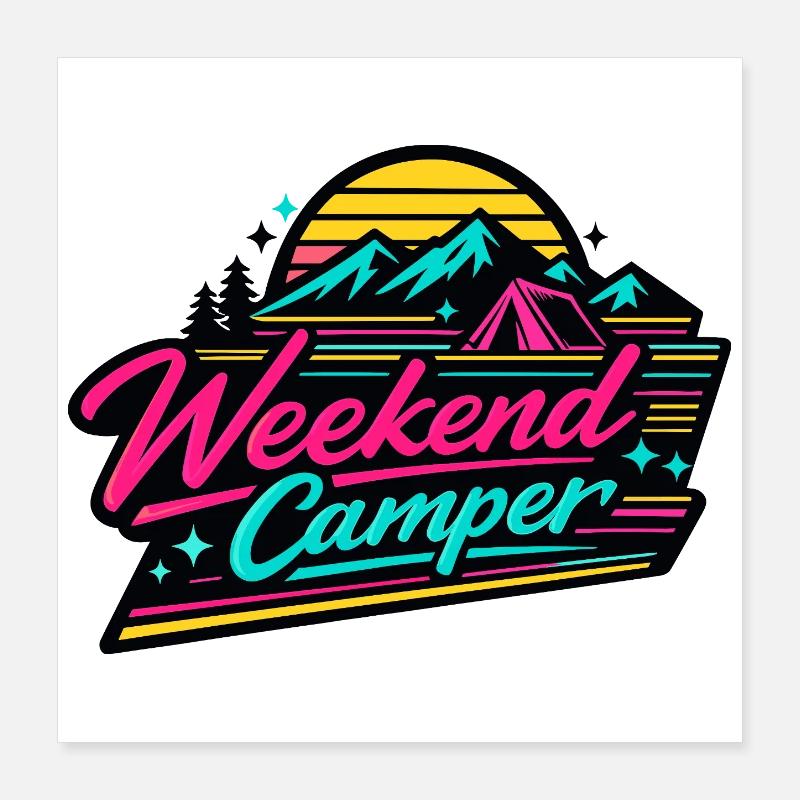 Weekend Camper Neon Skyline Poster 16" x 16" (40x40 cm)