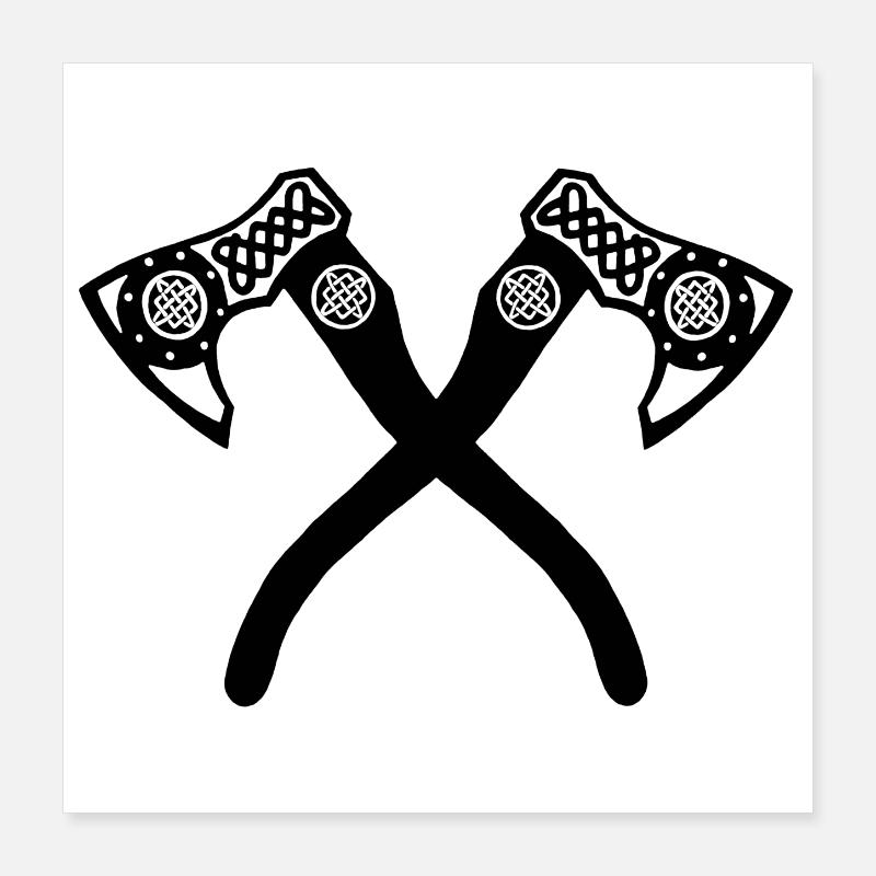 Schwarze Wikinger-Axte Poster 40x40 cm