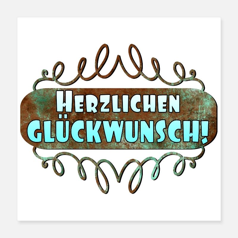 Herzlichen Glückwunsch GRATULATION GRUß Poster 40x40 cm