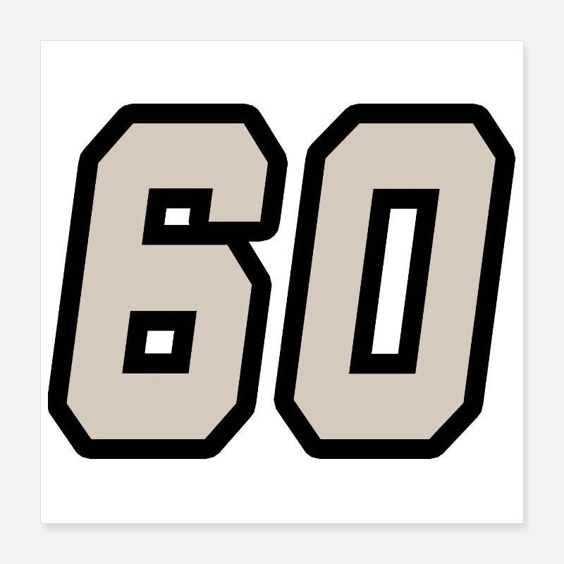 Nummer 60 Poster 40x40 cm