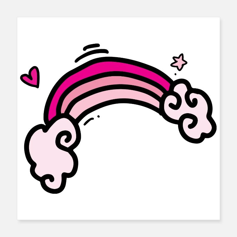 Pastel Pink Rainbow Clouds Poster 16" x 16" (40x40 cm)