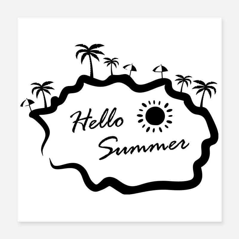 Hello Summer Insel Palmen Poster 40x40 cm