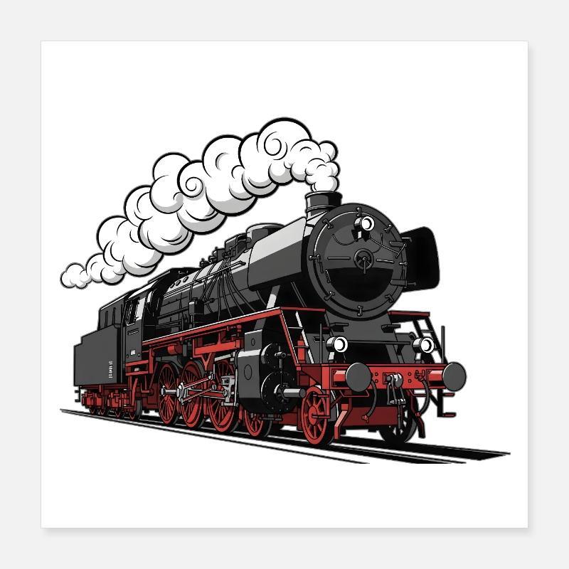 Conception rétro de locomotive à vapeur Poster 40 x 40 cm
