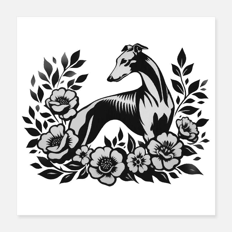 Galgo Stencil Art Poster 40x40 cm