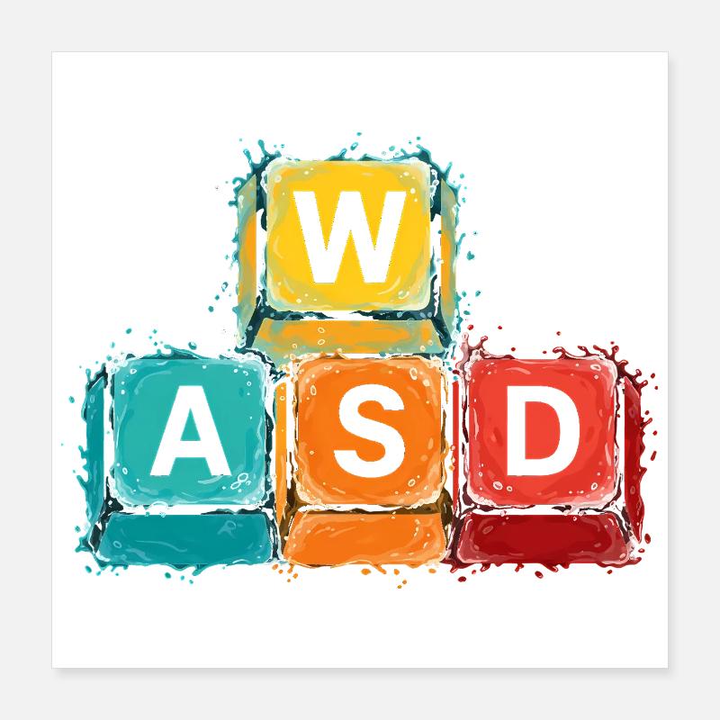 WASD Gaming Buttons Poster 16" x 16" (40x40 cm)