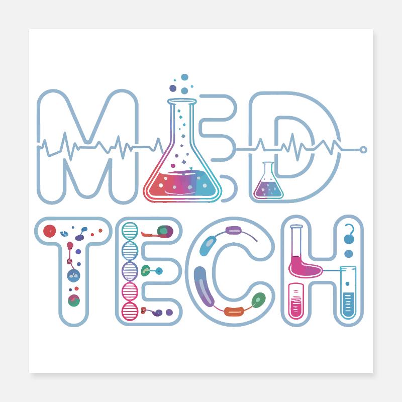 Conception de la science néon du laboratoire MedTech Poster 40 x 40 cm
