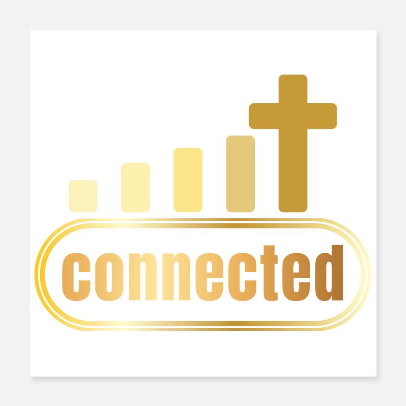 Connecté - croix - or - chrétien Poster 40 x 40 cm