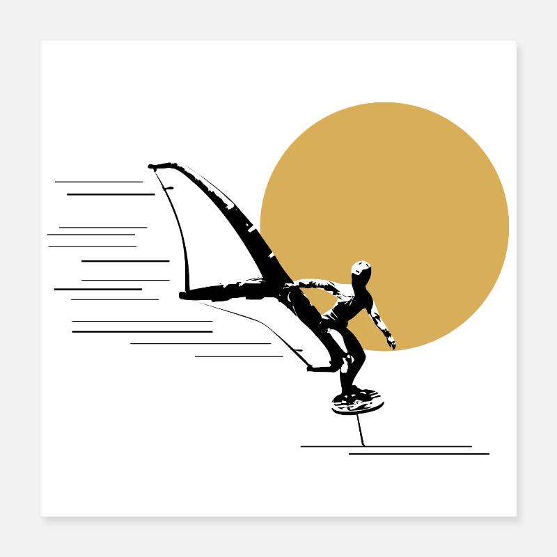 Wingfoiler devant le soleil Poster 40 x 40 cm