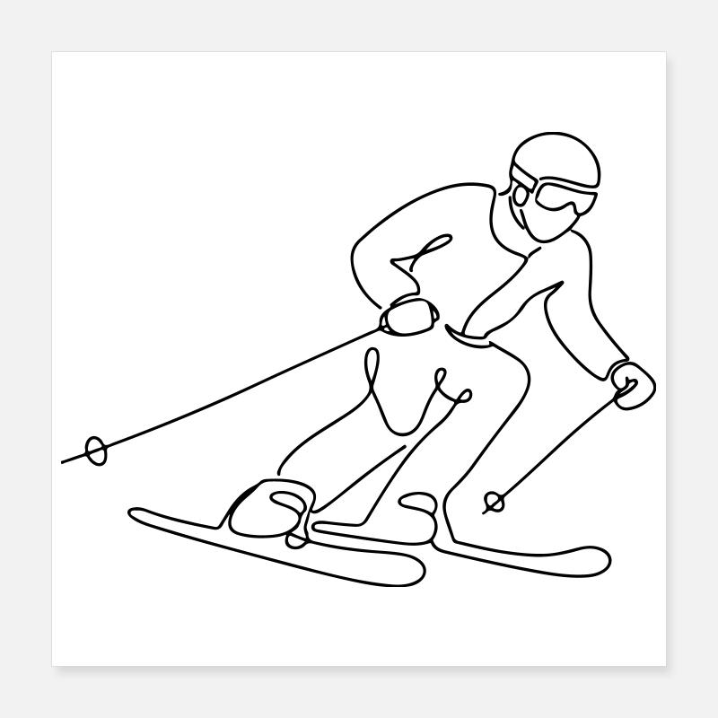 Illustration de skieur Poster 40 x 40 cm