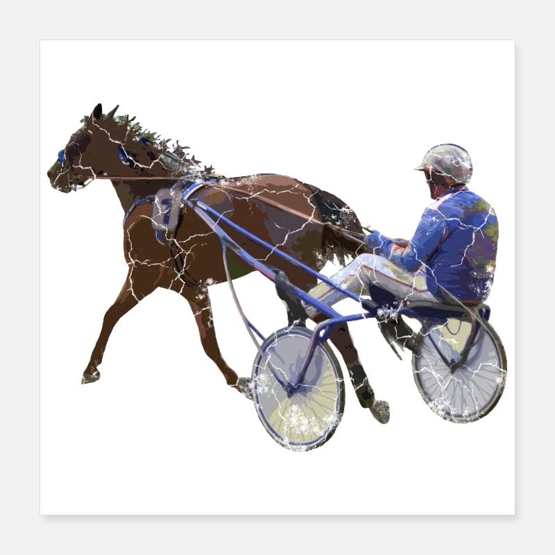 Cadeau de course de chevaux de course au trot Poster 40 x 40 cm