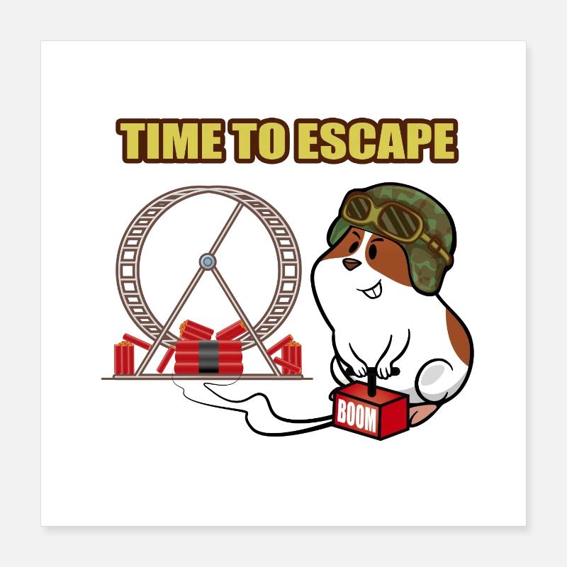Cute hamster cool helmet, dynamite and hamster wheel Poster 16" x 16" (40x40 cm)
