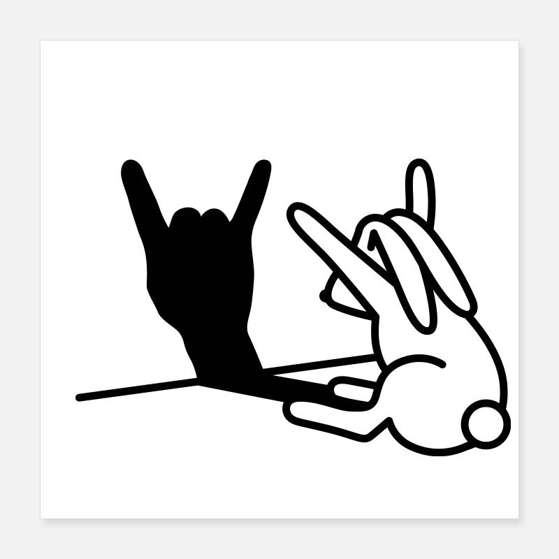 Rabbit Shadow Hand ROCK Musica HARD ROCK Fan Poster 40x40 cm