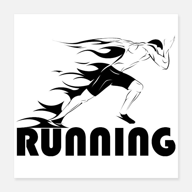 Running Runner Symbol Fire Sprinter Athlète d’athlétisme Poster 40 x 40 cm