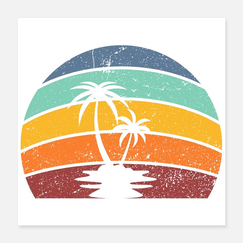 été palmier plage 1 - Poster 40 x 40 cm - blanc