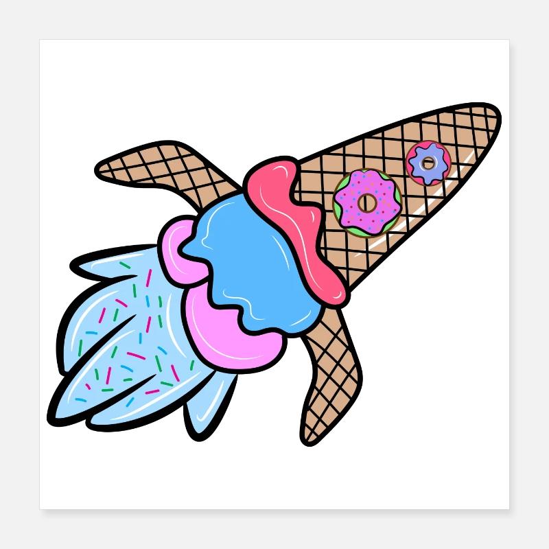 Eis Nachspeise Donut Süßigkeiten Lecker Naschen Poster 40x40 cm