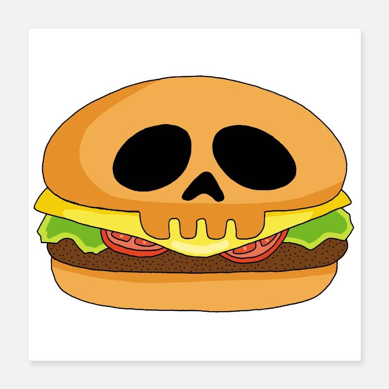Crâne burger Poster 40 x 40 cm