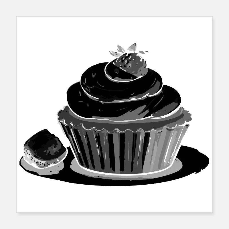 Cupcake Strawberry Poster 40x40 cm