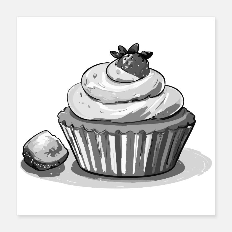 Cupcake Strawberry Poster 16" x 16" (40x40 cm)
