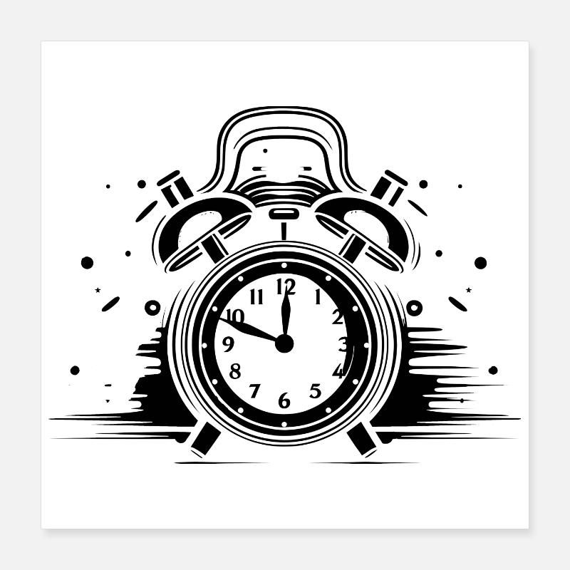 Clock Sketch Poster 16" x 16" (40x40 cm)