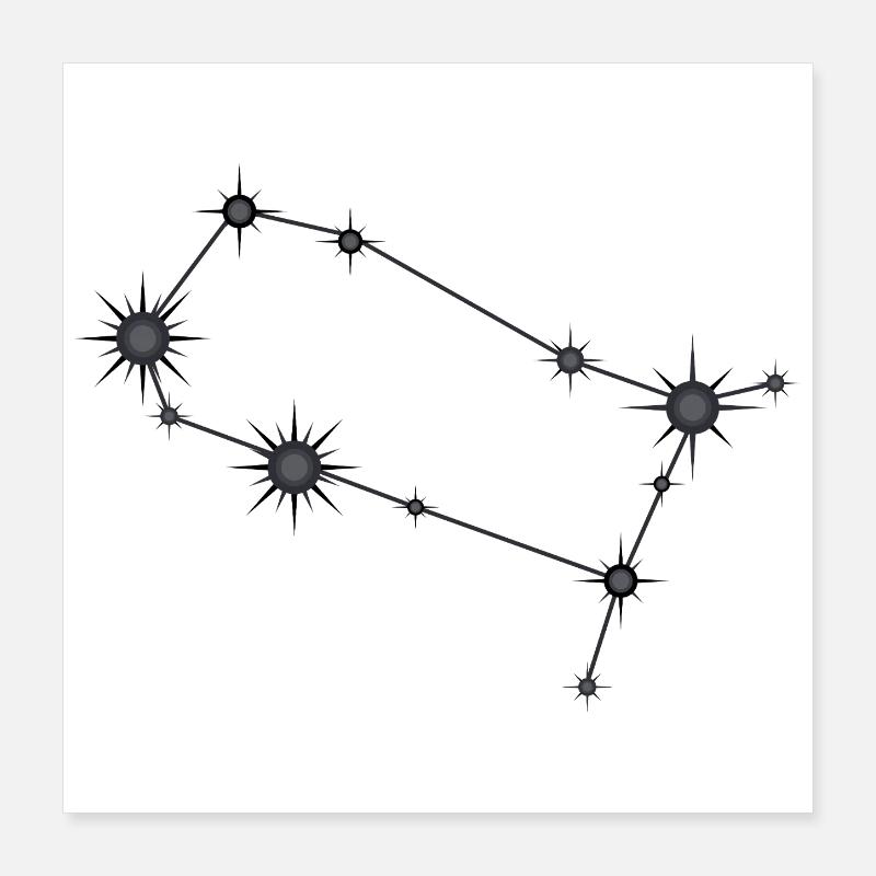 Zwillinge Sternbild Sternzeichen Schwarz & Grau Poster 40x40 cm