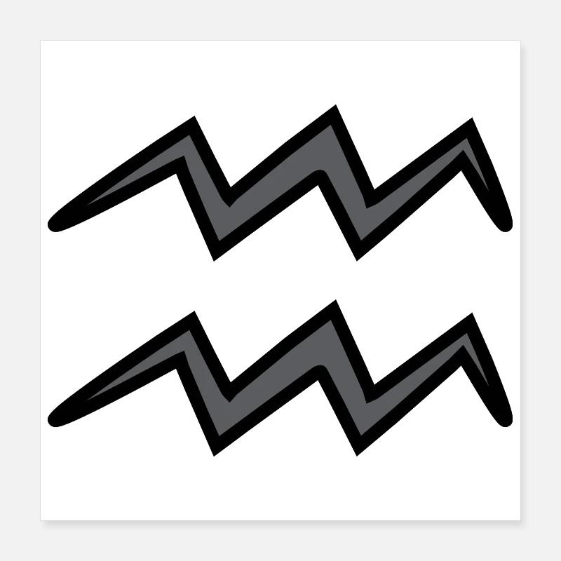 Wassermann Sternzeichen Symbol Schwarz & Grau Poster 40x40 cm